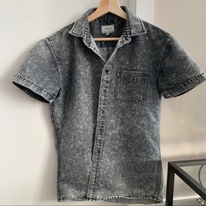 Denim short sleeve button-up